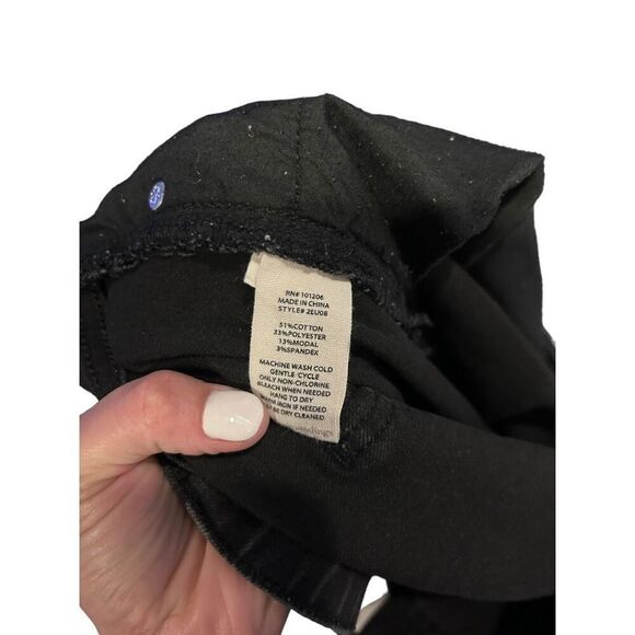 Eileen Fisher Black Waxed Faux Leather Denim Jeans Pants Size 4 Minimalist - Picture 2 of 13